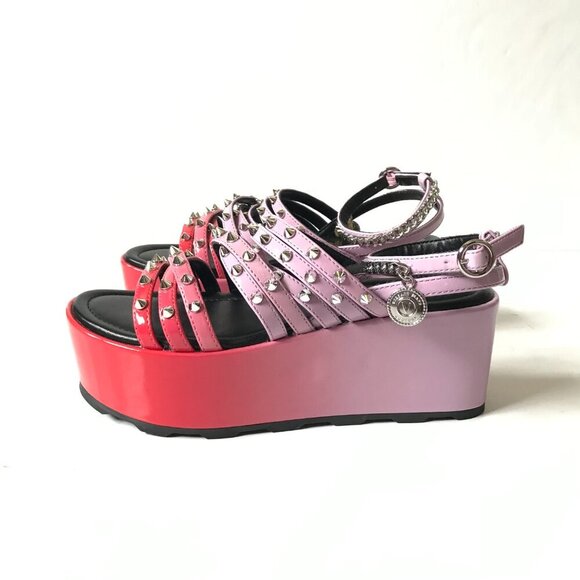 NWOB Versace Jeans Couture Mallory Platform Sandals Womens 35 5 Purple Red NEW - Picture 8 of 13